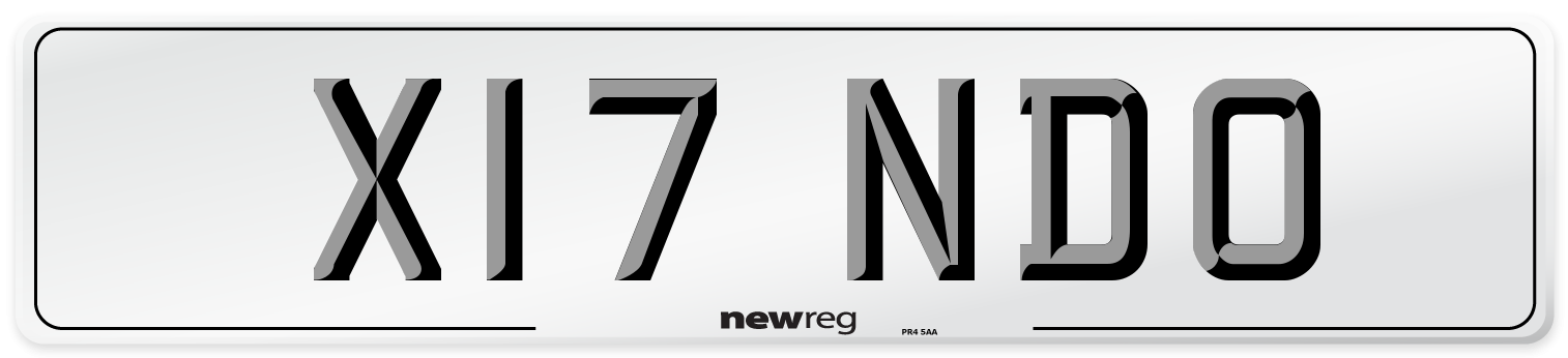 X17 NDO Number Plate from New Reg